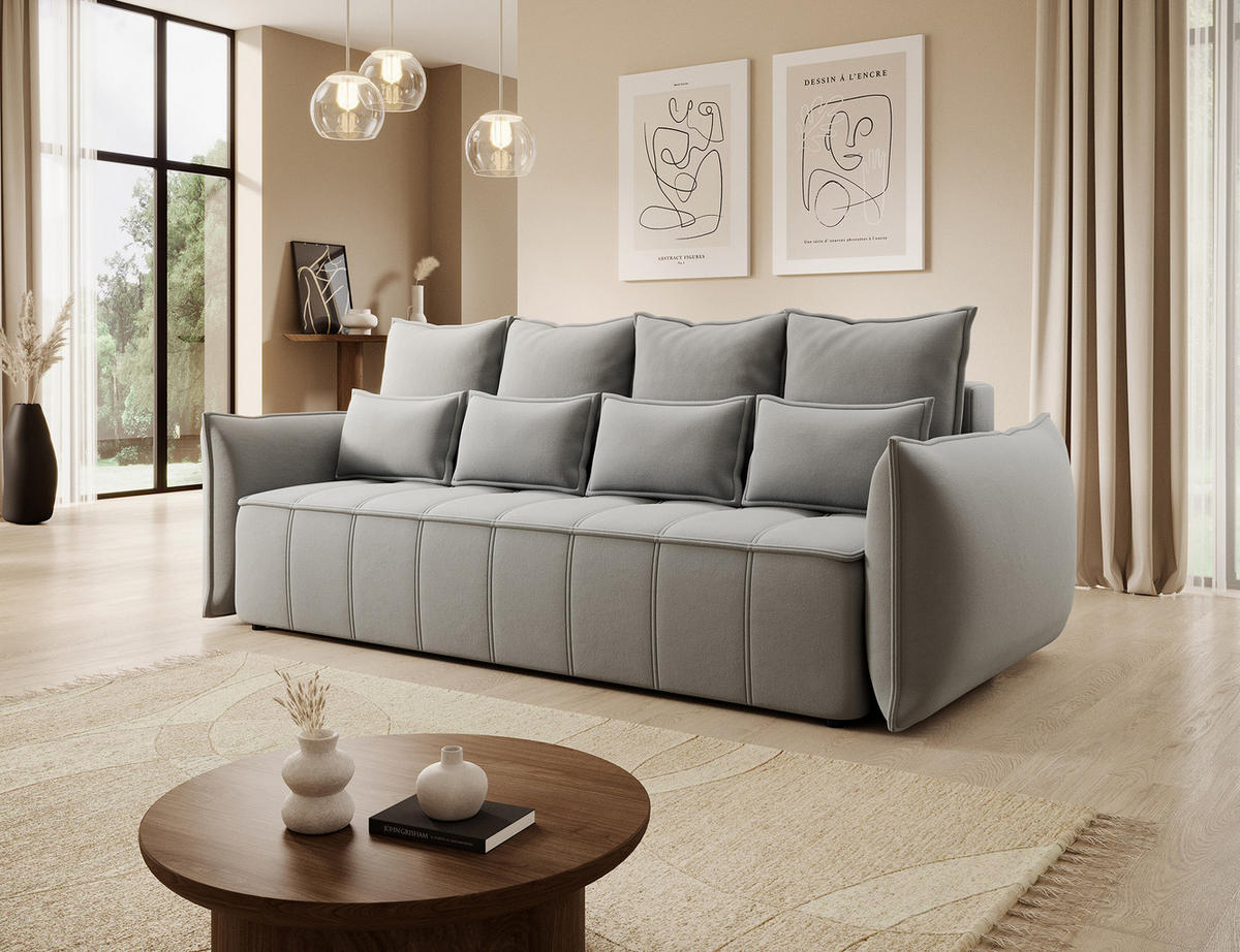 SCHLAFSOFA WELSH - Grau (SOLA 04) - Grau, Holzwerkstoff (242/94/106cm) - Möblo