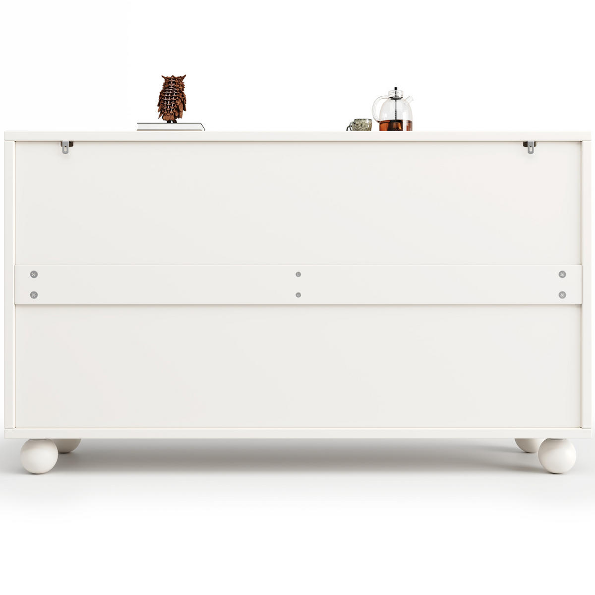 PŘÍBORNÍK z MDF 120x35x71 cm bílý s krémovými dvířky, nastavitelnou policí a ochranou proti převrácení - bílá, kompozitní dřevo (120/71/35cm) - Modfu