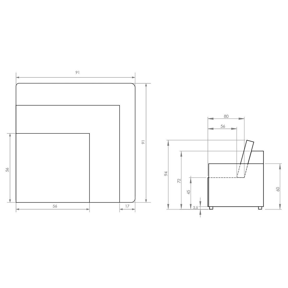 ECKELEMENT - Strukturstoff - Türkis/Beige, Textil (91/94/91cm) - home24