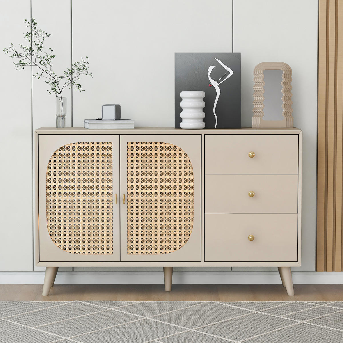 SIDEBOARD mit 2 Türen und 3 Schubladen 120 cm Off White - Weiß, Holzwerkstoff (120/82.5/40cm) - Meubliv