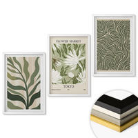 WANDBILDER 3er-Set - 40x60 cm Weißer Rahmen - Pflanzenmuster, Boho-Dekorationen - Weiß, Kunststoff (40/60cm) - ArtPrintCave