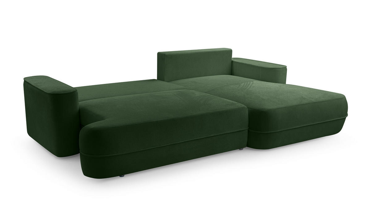 ECKCOUCH L Form Peoni Grün 267/168/87 cm mit Schlaffunktion R - Schwarz/Grün, Kunststoff/Textil (267/168cm) - AX Living