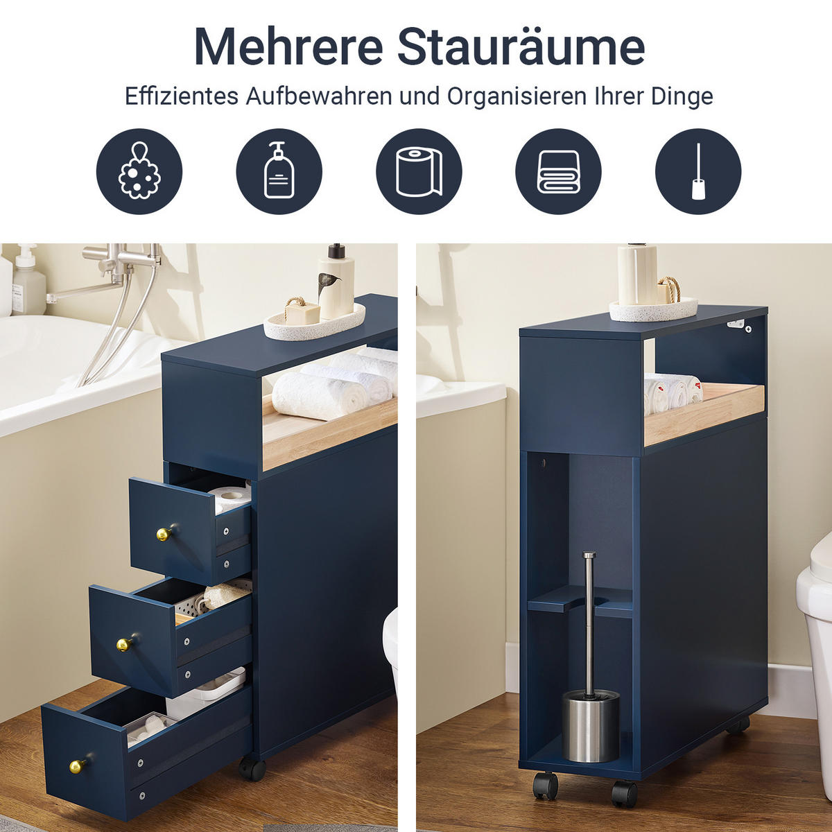 NISCHENWAGEN Blau - Blau, Holz/Holzwerkstoff (23/83/65cm) - SoBuy