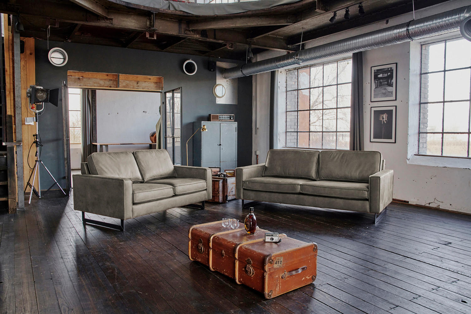 SOFA VILNIUS Anthrazit Kunstleder - Anthrazit/Schwarz, Textil (206/85/99cm) - KAWOLA