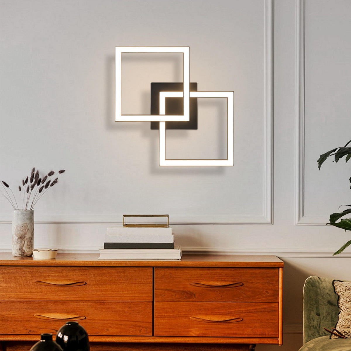 LED-DECKENLEUCHTE Mabie 6/29.5/47cm - Schwarz, Metall (29.5/6/47cm) - Nettlife