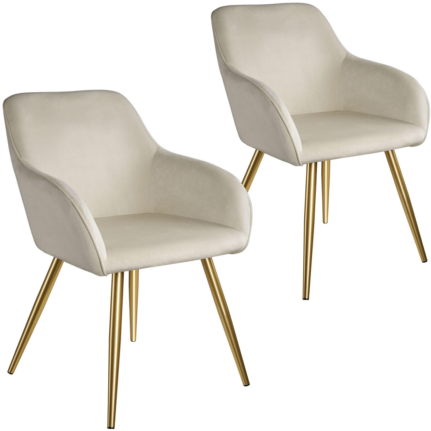 ESSZIMMERSTUHL 2er Set Marilyn 58 x 62 x 82 cm creme/gold - Goldfarben/Creme, Textil (58/82/62cm) - tectake