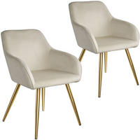 ESSZIMMERSTUHL 2er Set Marilyn 58 x 62 x 82 cm creme/gold - Goldfarben/Creme, Textil (58/82/62cm) - tectake