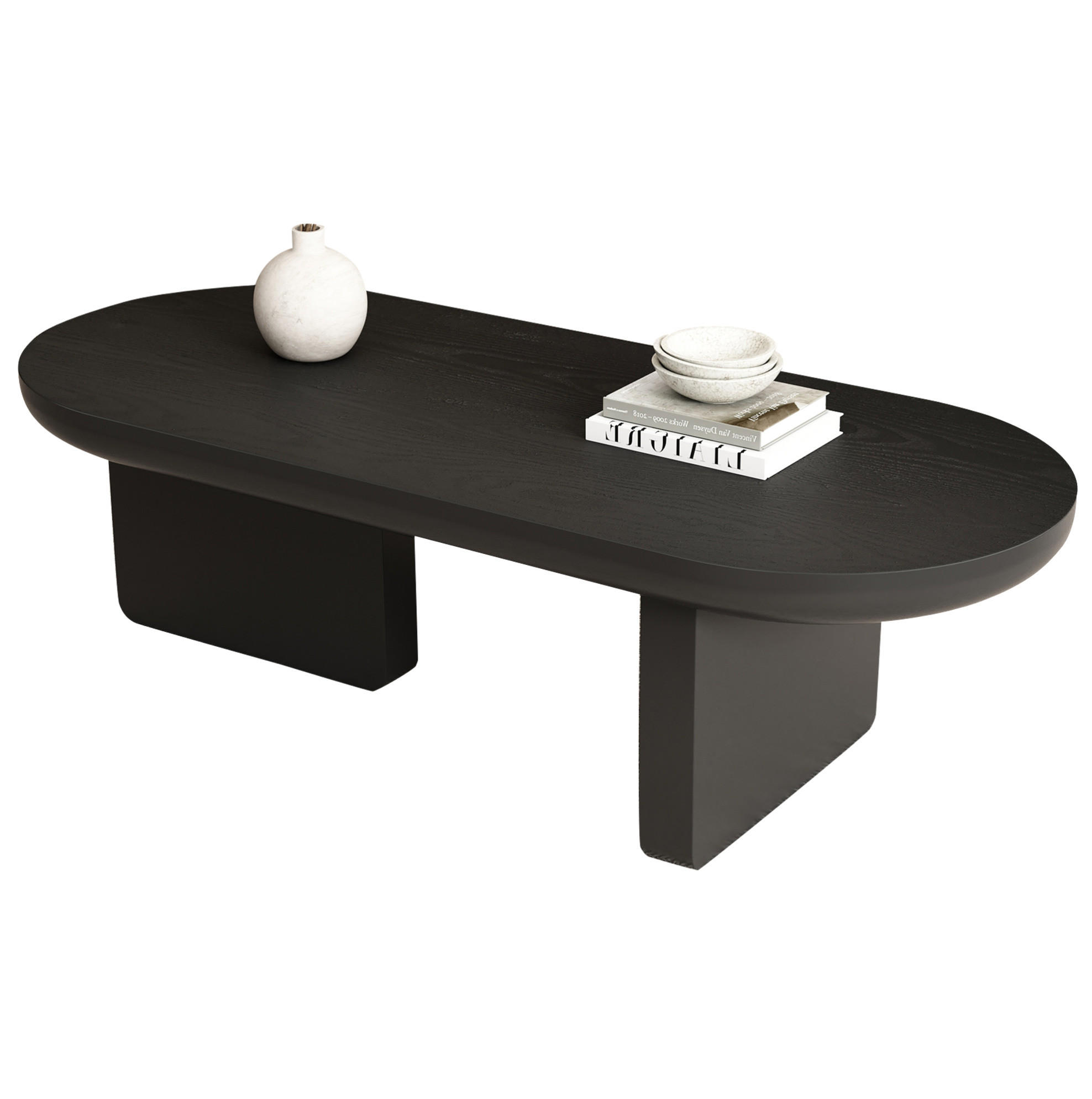 COUCHTISCH 119,7/49,8/35,5 cm in Schwarz aus MDF, oval und minimalistisch - Schwarz, Holzwerkstoff (49.8/119.7/35.5cm) - BEAOK