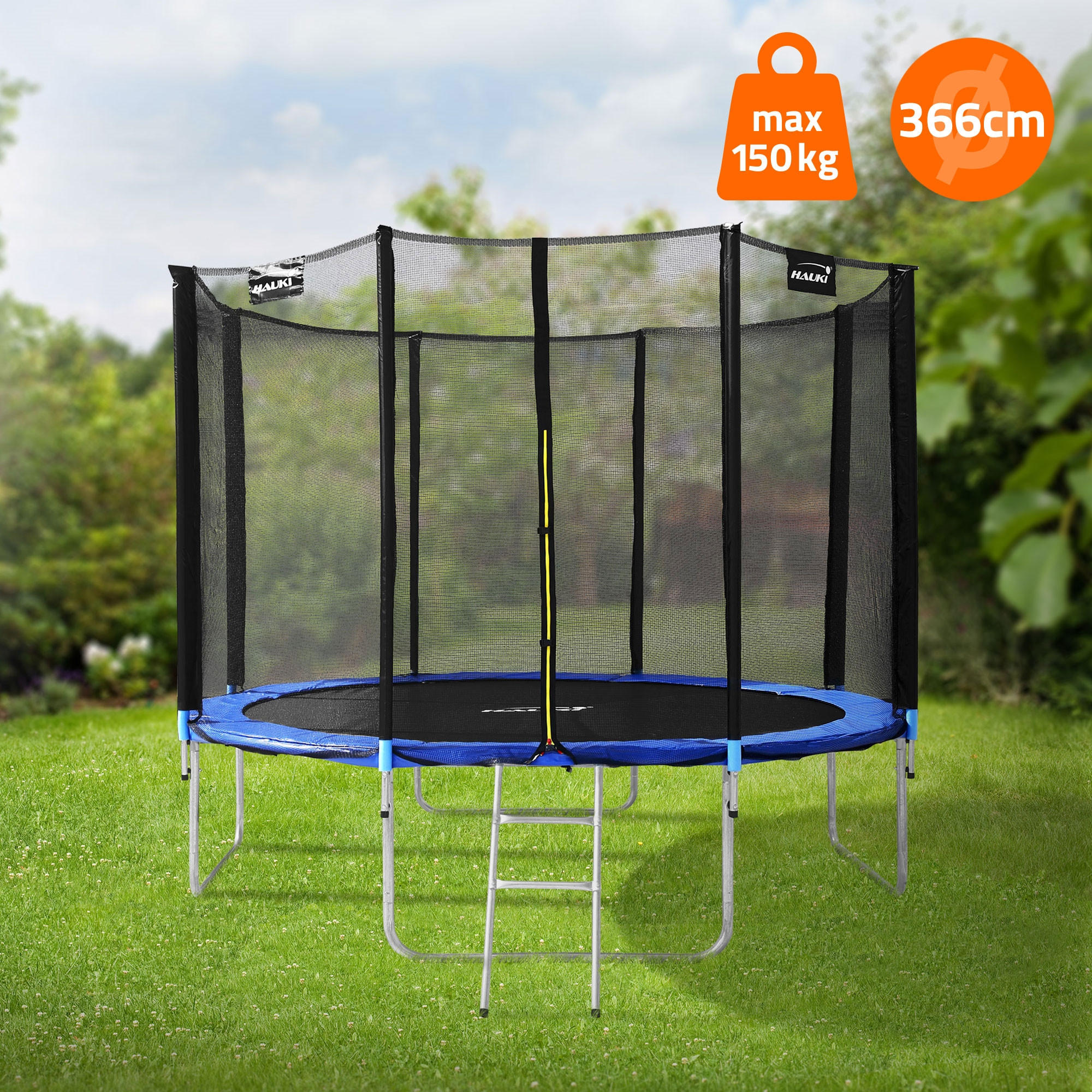 TRAMPOLIN 366 cm blau - Blau, Metall (366/260/366cm) - Hauki