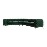 ECKSOFA Chesterfield Laura Flasche Grün Samt - Smaragdgrün/Silberfarben, Holz/Textil (323/264cm) - S-Style Möbel