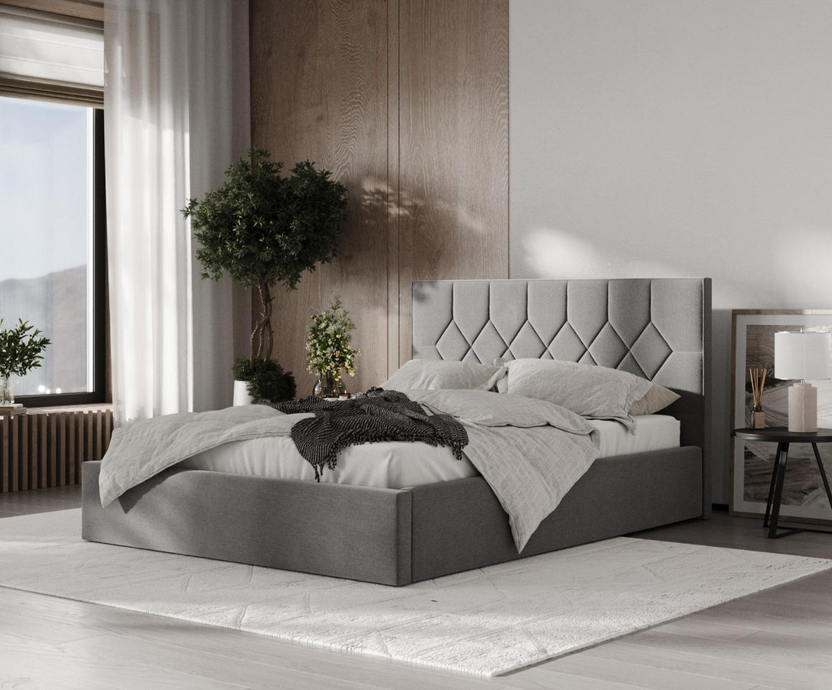 POLSTERBETT Brisa 180/200 cm Anthrazit im Asti Stoff - Anthrazit/Schwarz, Holz/Holzwerkstoff (180/200cm) - AltaBeds