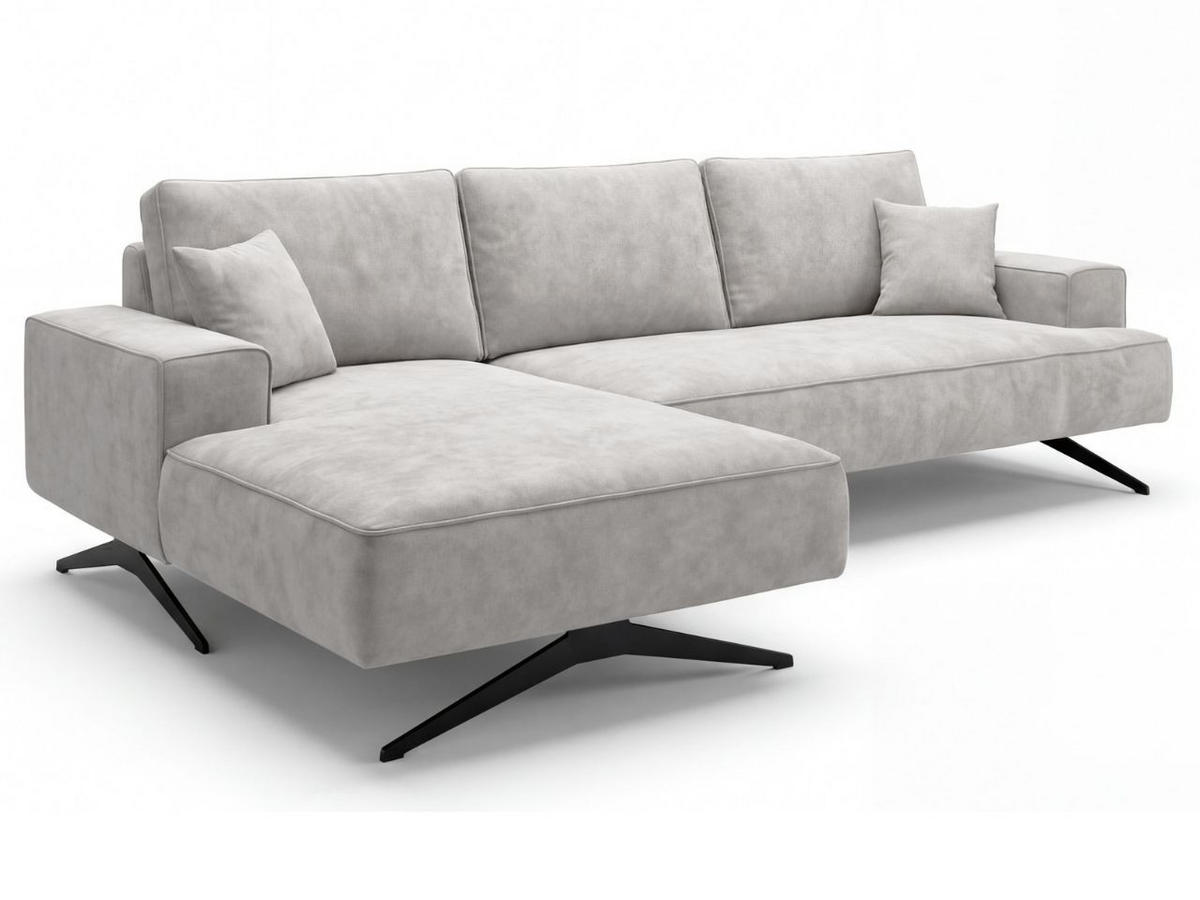 ECKSOFA Leto Grau Links - Schwarz/Grau, Holz/Textil (260/165cm) - Graingold