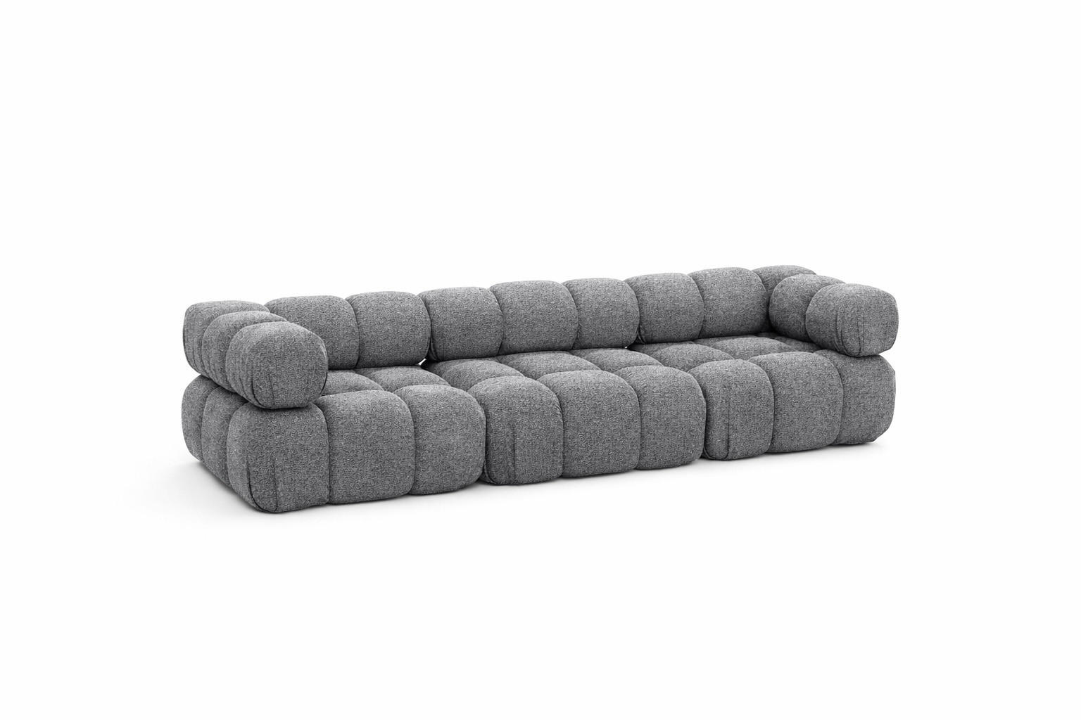 COUCH, 3-Sitzer Modular, Bouclé-Stoff Abriamo, Dunkelgrau, Selia - Dunkelgrau, Holz (285/70/95cm) - Kaiser Möbel