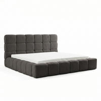 POLSTERBETT AMITY MAXI 200x200 cm in Olivgrün, gepolstertes Kopfteil, Lattenrost, Bettkasten, Bouclé-Stoff - Naturfarben/Olivgrün, Holz/Textil (200/200cm) - Muffo