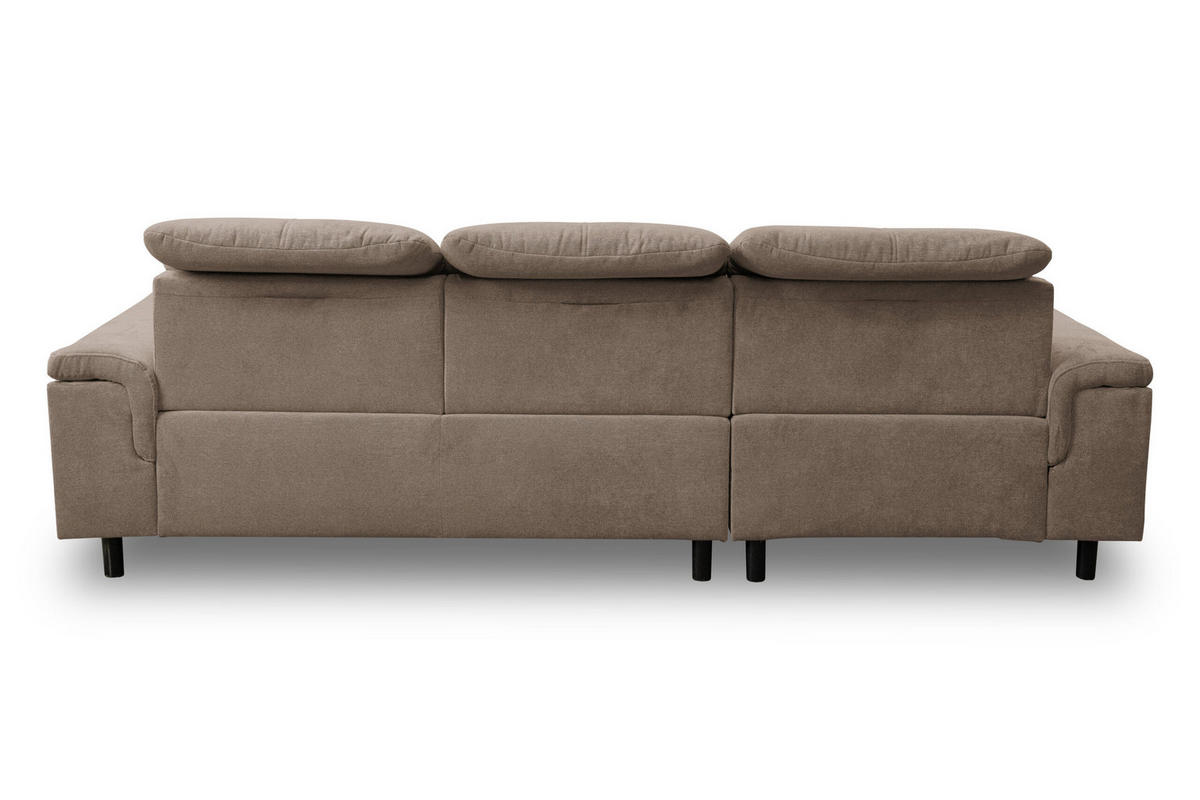ECKSOFA PANAMA mit Schlaffunktion und Bettkasten, Farbe: Braun, Velourstoff, Ottomane Links - Braun, Textil (270/180cm) - VENASI MÖBEL