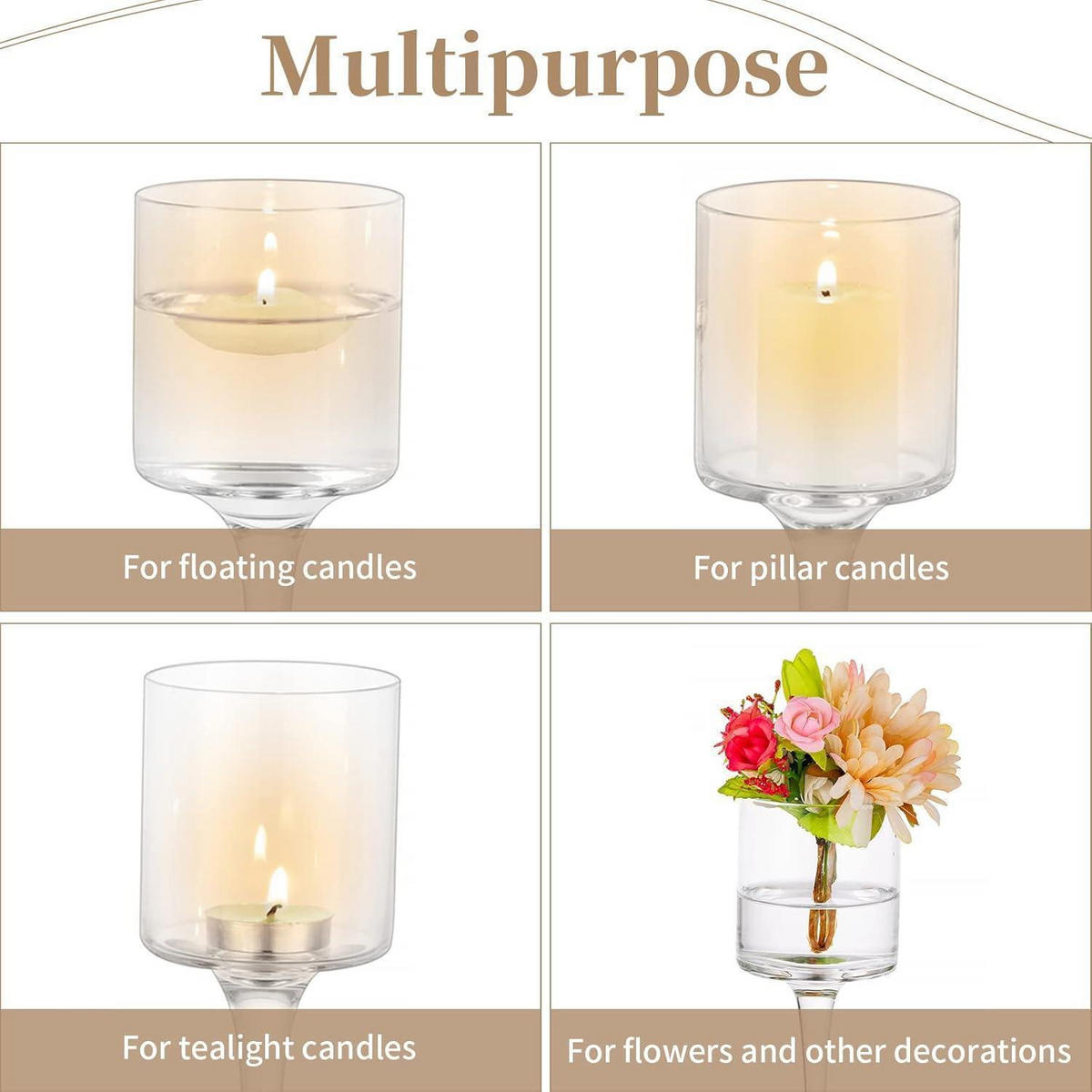 KERZENSTÄNDER 30-teiliges Set Glas 20 cm 23 cm 26 cm - Transparent, Glas (7/23/7cm)