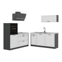 KUCHYNKA R-Line, Biely vidiecky dom/antracitová, 160 cm Marmori työtaso - biela/antracitová, kompozitné drevo (160/143/60cm) - Vicco