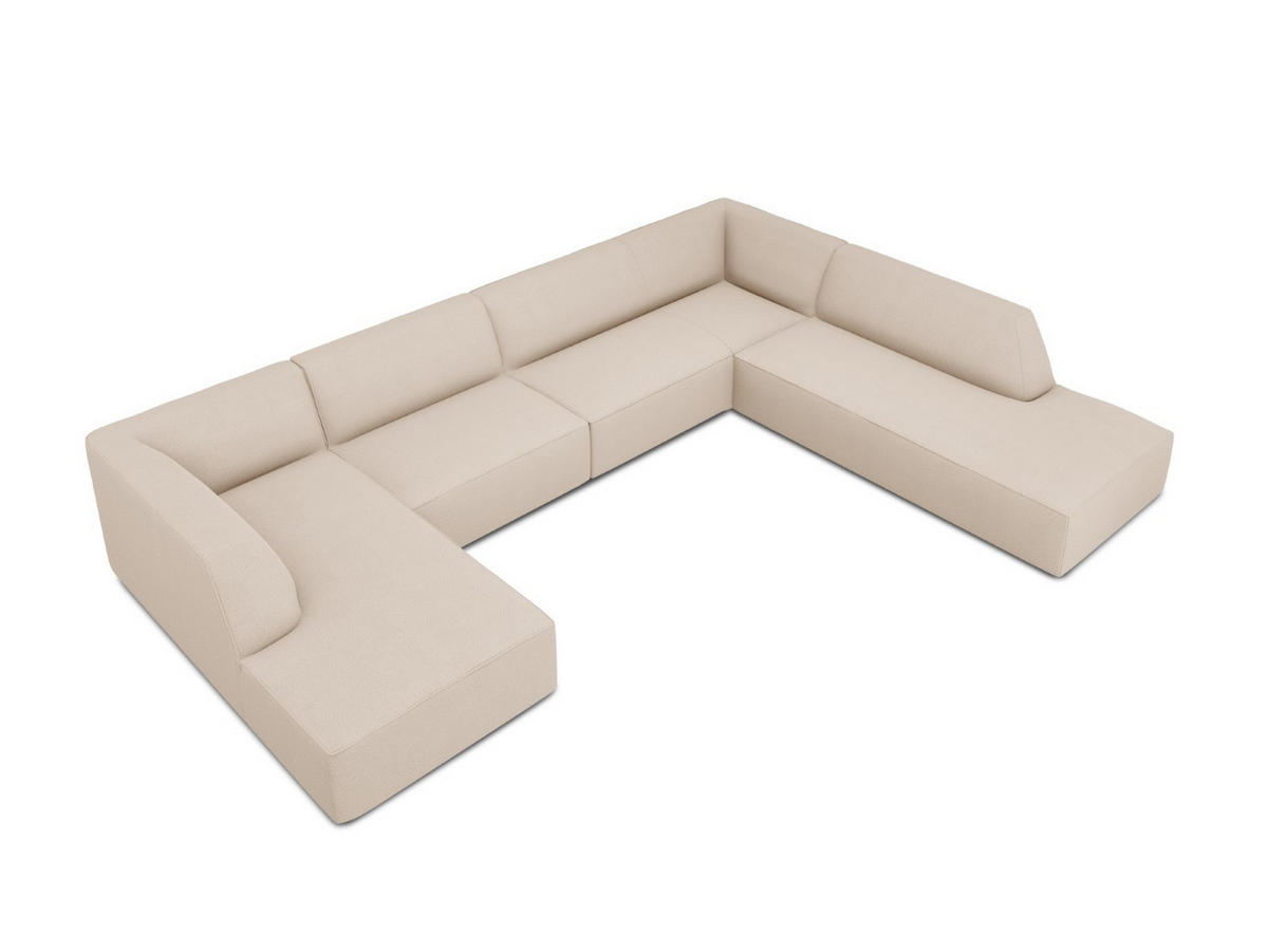 PANORAMASOFA rechts Ruby aus strukturiertem Stoff beige 7 Sitzplätze - Beige/Creme, Textil (273/69/366cm) - Micadoni