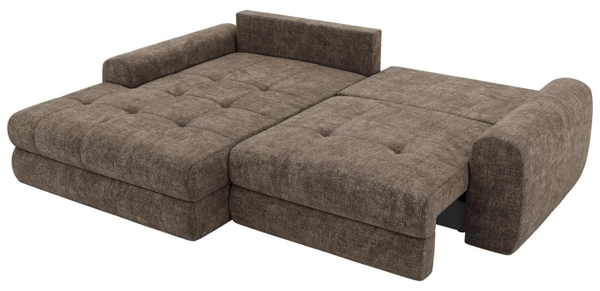 ROHOVÁ SEDAČKA ARELIA L - Hnědá Hrubě tkaná žinylka - Pravá - černá/hnědá, textil/plast (205/292cm) - MKS