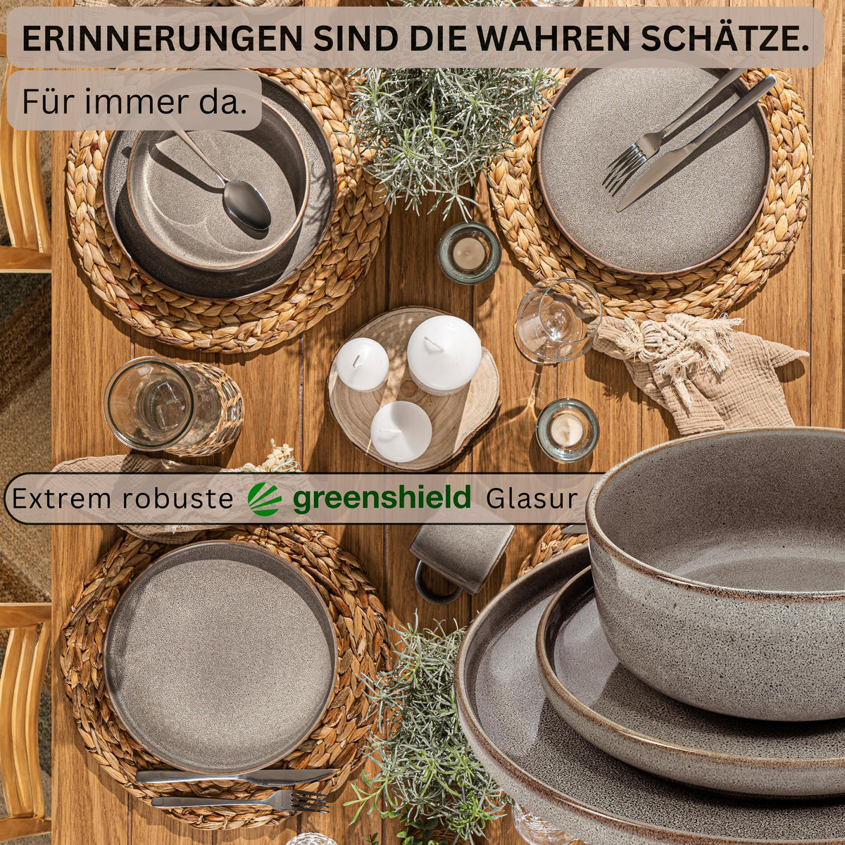 TAFELSERVICE KAIRO GRAPHIT - 30 teilig aus Steingut - Braun, Keramik (70/30/70cm) - Sänger