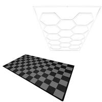 GARAGENBODENFLIESEN Belüftete und sechseckige LED-Leuchten 60 Schwarze x 60 Graue - mit Kanten - Schwarz, Kunststoff (40/1.8/40cm)