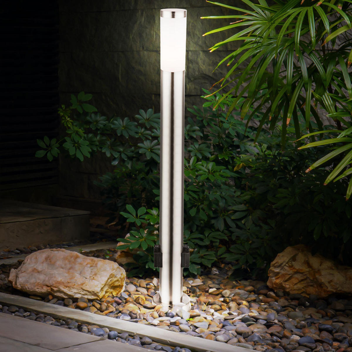 LED STEHLEUCHTE Silber opal - Silberfarben, Metall (13.1/13.1/110cm) - Globo Lighting