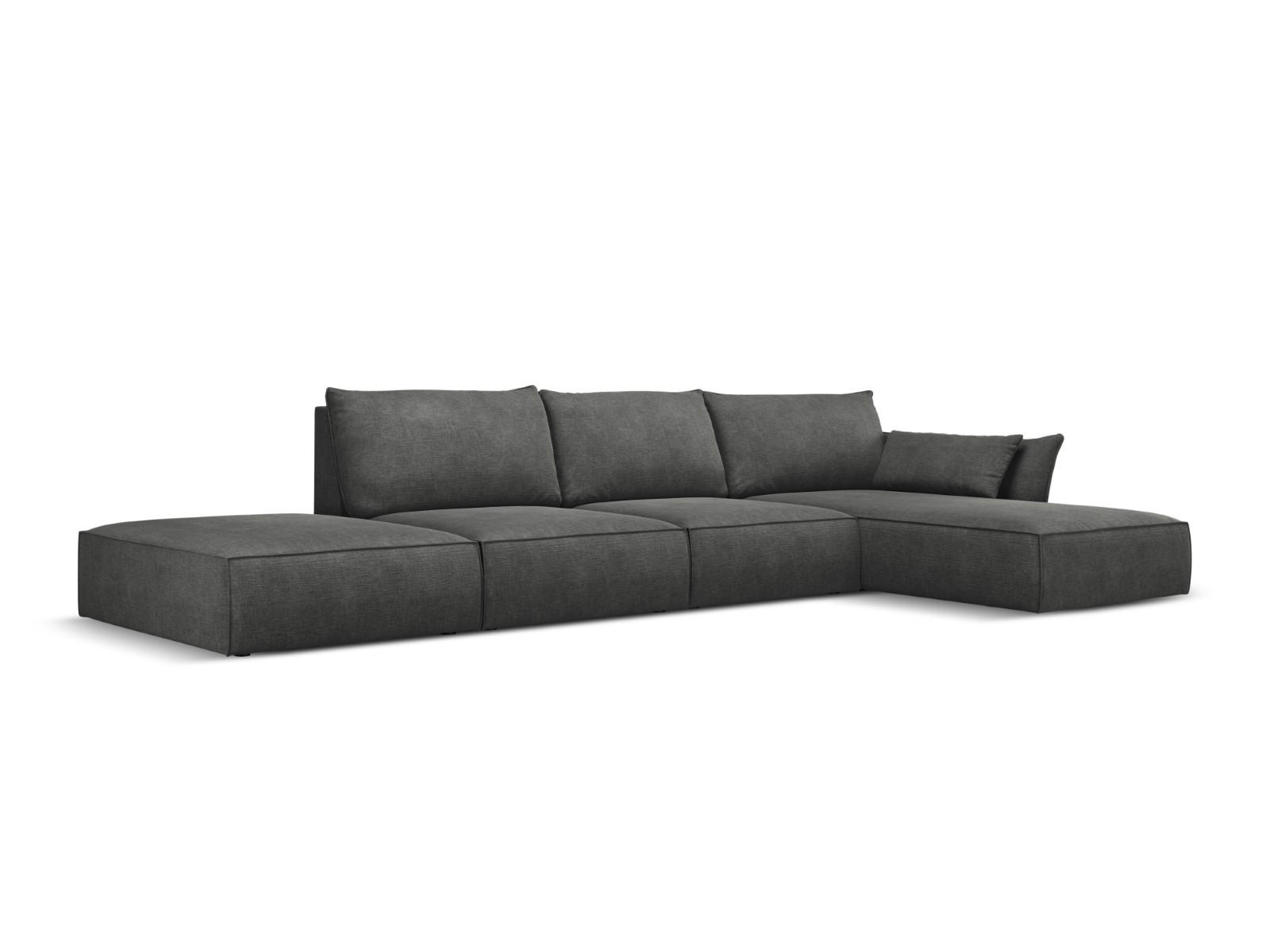 ECKSOFA rechts Kaelle aus Chenille-Stoff dunkelgrau 5 Sitzplätze - Dunkelgrau, Textil (171/364cm) - Micadoni