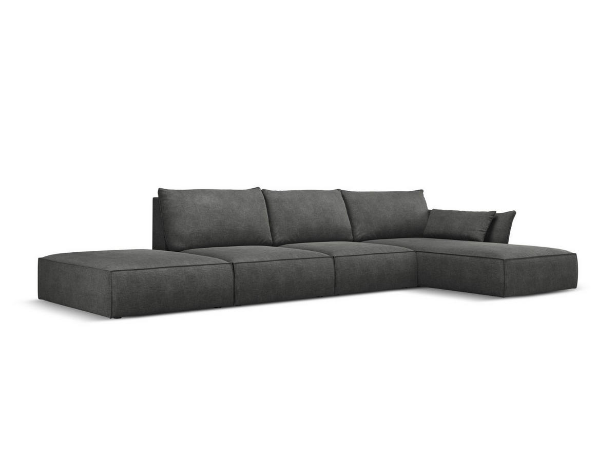 ECKSOFA rechts Kaelle aus Chenille-Stoff dunkelgrau 5 Sitzplätze - Dunkelgrau, Textil (171/364cm) - Micadoni