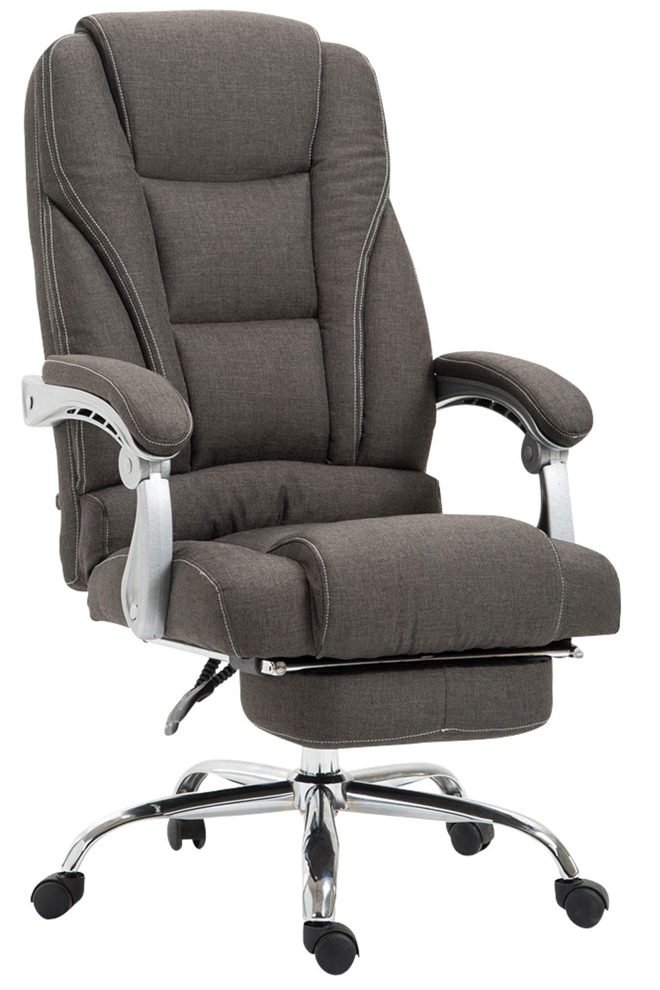CHEFSESSEL Stoff dunkelgrau - Chromfarben/Dunkelgrau, Textil/Metall (68/118/64cm) - CLP