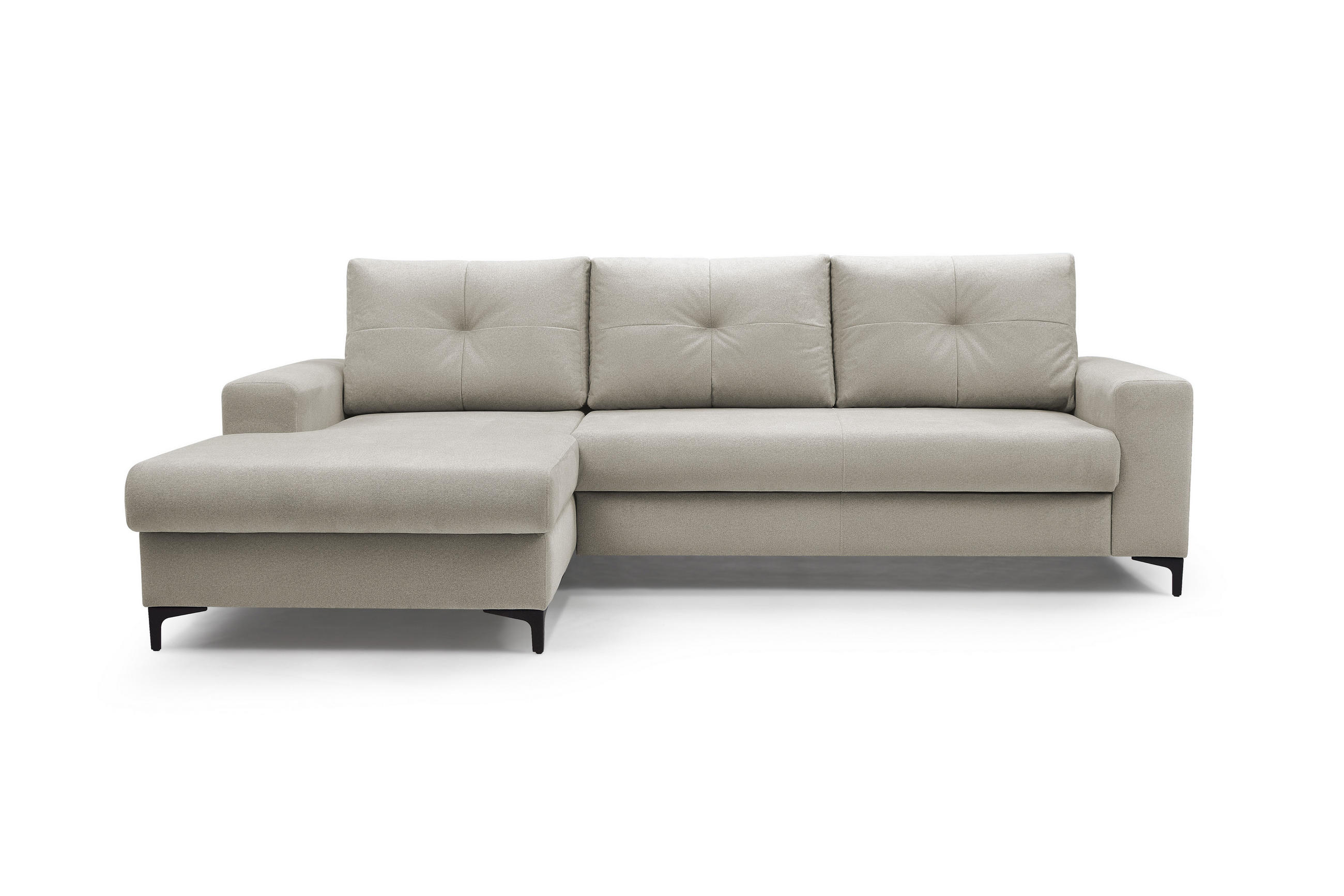 ECKSOFA AVRA L-förmig, mit Stauraumbehälter-in RINO-Stoff, Komfort & Eleganz, lose Rückenkissen, freistehend, LINKS 165x251x85 cm White - Weiß, Holz/Textil (165/251cm) - DomoHome