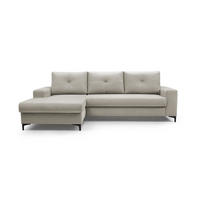 ECKSOFA AVRA L-förmig, mit Stauraumbehälter-in RINO-Stoff, Komfort & Eleganz, lose Rückenkissen, freistehend, LINKS 165x251x85 cm White - Weiß, Holz/Textil (165/251cm) - DomoHome