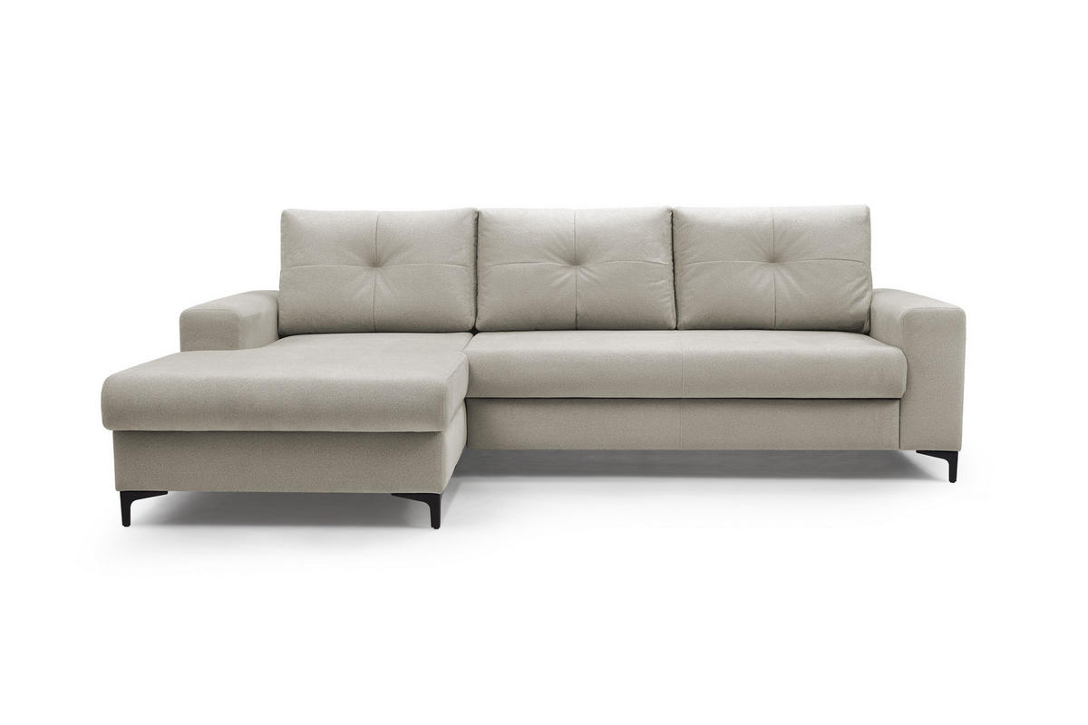 ECKSOFA AVRA L-förmig, mit Stauraumbehälter-in RINO-Stoff, Komfort & Eleganz, lose Rückenkissen, freistehend, LINKS 165x251x85 cm White - Weiß, Holz/Textil (165/251cm) - DomoHome