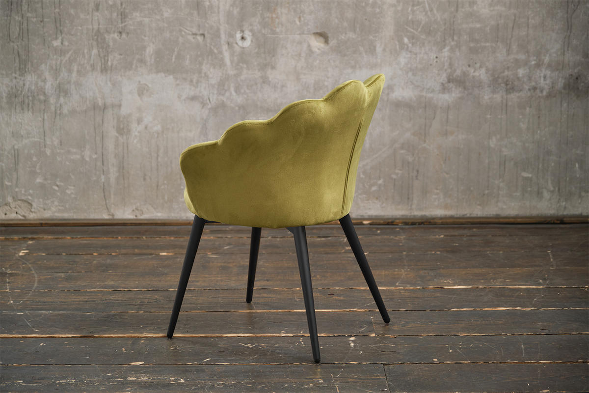 ESSZIMMERSTUHL CARLA Grün Velvet - Schwarz/Grün, Textil (65/79/58cm) - KAWOLA