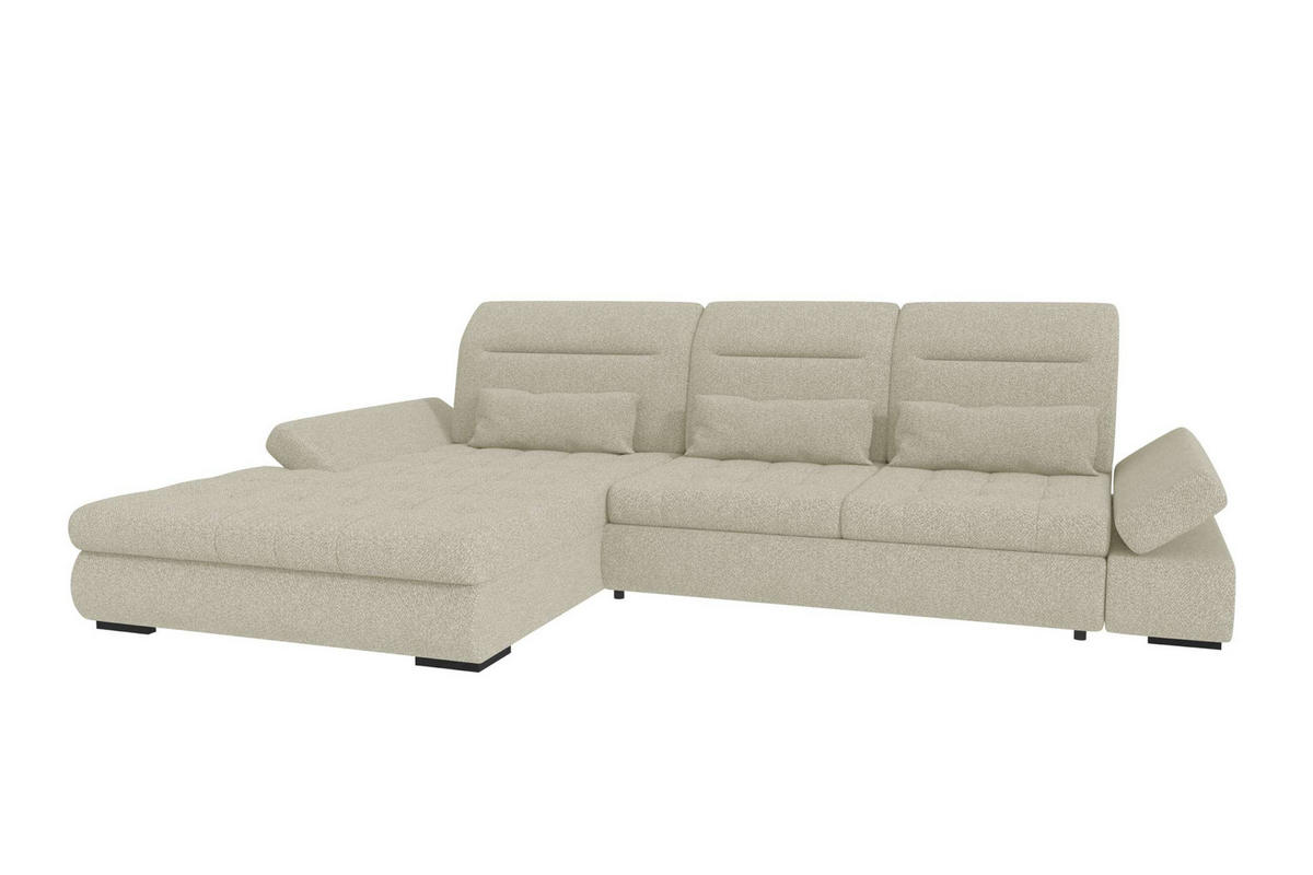 ECKSOFA Toscana Plus Strukturstoff inkl. Schlaffunktion - Hellgrau, Textil (179/300cm) - 99rooms