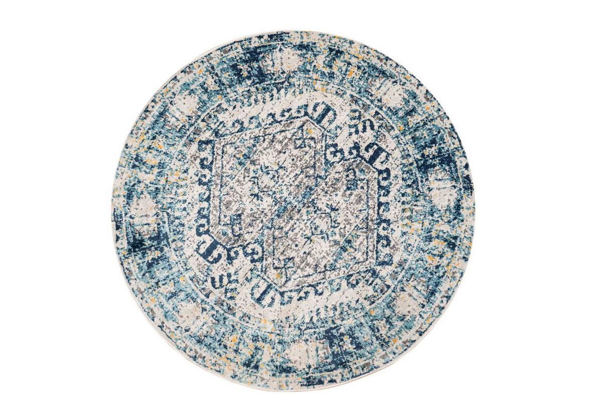 VINTAGE-TEPPICH Sophia Marineblau - Dunkelblau, Textil (120/120cm) - Kukoon Rugs