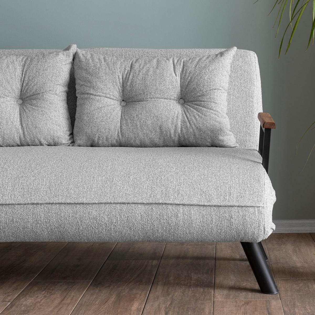 SCHLAFSOFA für 2 Personen mit Stoffbezug und Metallfüßen 133/50/41 cm - Hellgrau, Metall (50/41/133cm) - Calicosy