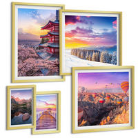 BILDER SET 5er Set - 50x50 cm & 20x30 cm & 40x60 cm Goldrahmen - Romantische Himmelslandschaften - Goldfarben, Kunststoff (40/60cm) - TULUP