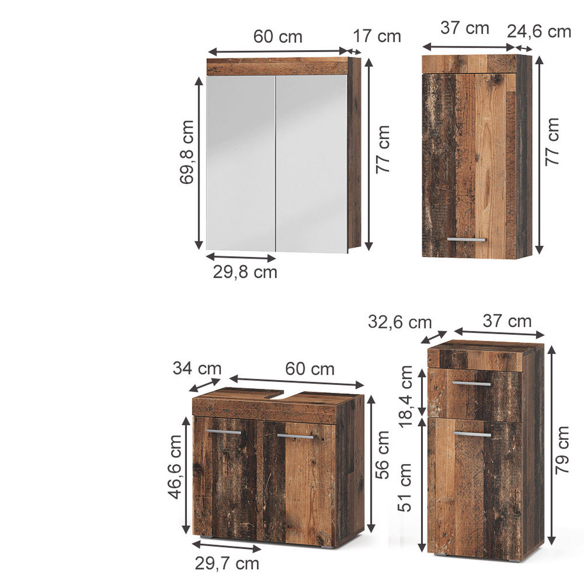 KOUPELNOVÝ NÁBYTEK Luna Oldstyle - hnědá, kompozitní dřevo (60/56/34cm) - Vicco