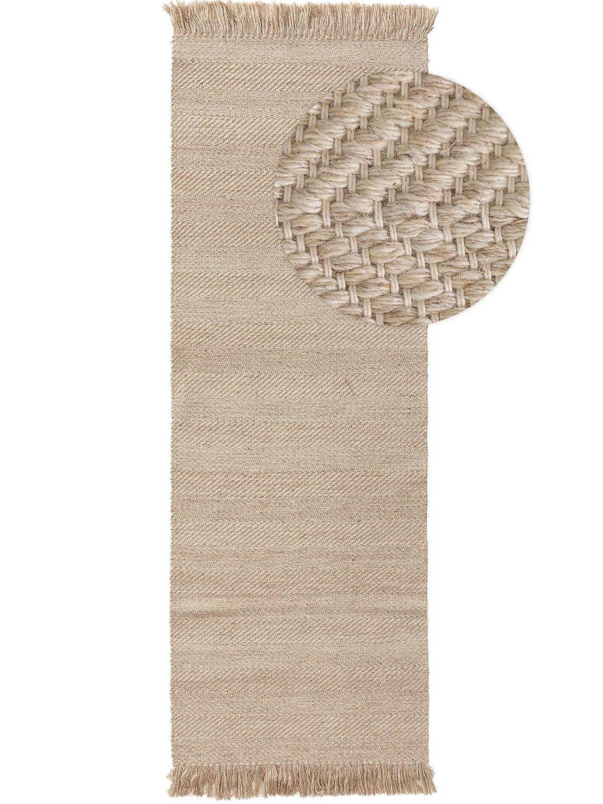 WOLLTEPPICH-LÄUFER Lars Beige 70x200 cm - Beige, Textil (70/200cm) - benuta Pure