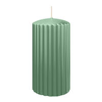 RILLEN KERZEN Reseda 150 x Ø 80 mm, 4 Stück - Eukalyptusholzfarben, Paraffin (8/15/15cm) - Wiedemann Kerzen