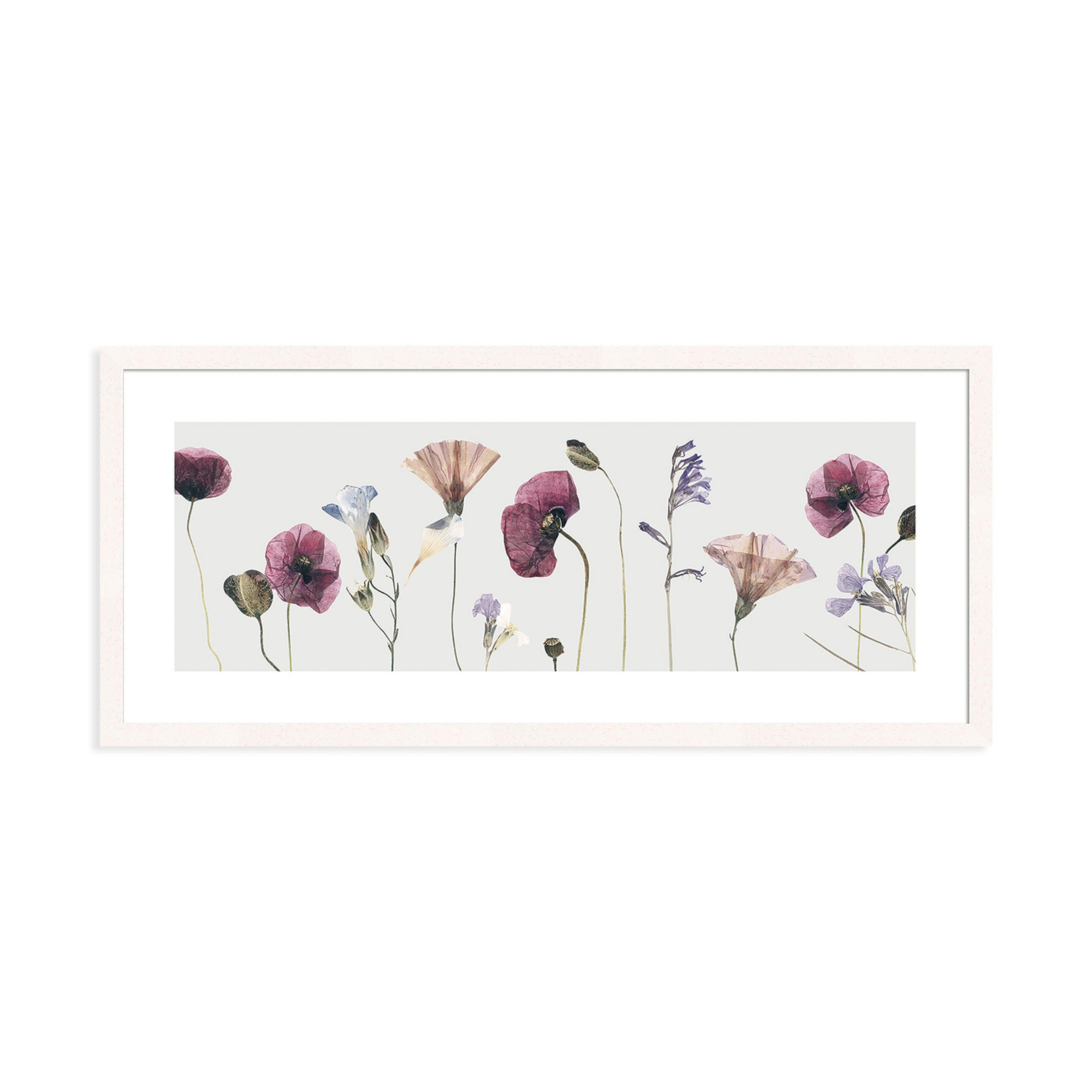 POSTER mit Rahmen 70x30 cm Blumen Pastell - Beige, Holz (71/30cm) - artissimo