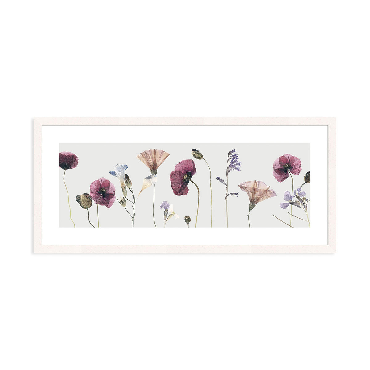 POSTER mit Rahmen 70x30 cm Blumen Pastell - Beige, Holz (71/30cm) - artissimo