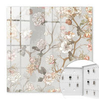 SCHLÜSSELBOX Weiß 30x30 cm – Türöffnung nach rechts - Blütenzweige - Beige, Metall (30/30/5cm) - TULUP