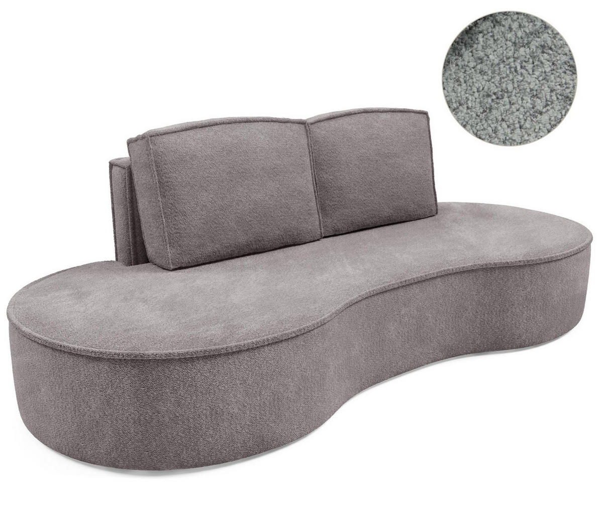 SOFA Flow Grau, mit Kissen in Abriamo Stoff - Grau, Holzwerkstoff (234/88/101cm) - Bettso