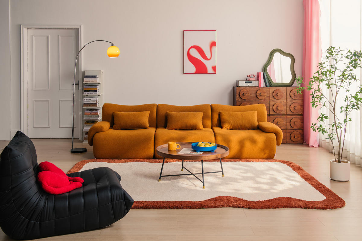 3-SITZER-SOFA Bouclé-Stoff Zimtbraun - Hellbraun, Textil (281/73/95cm) - MILYsofa