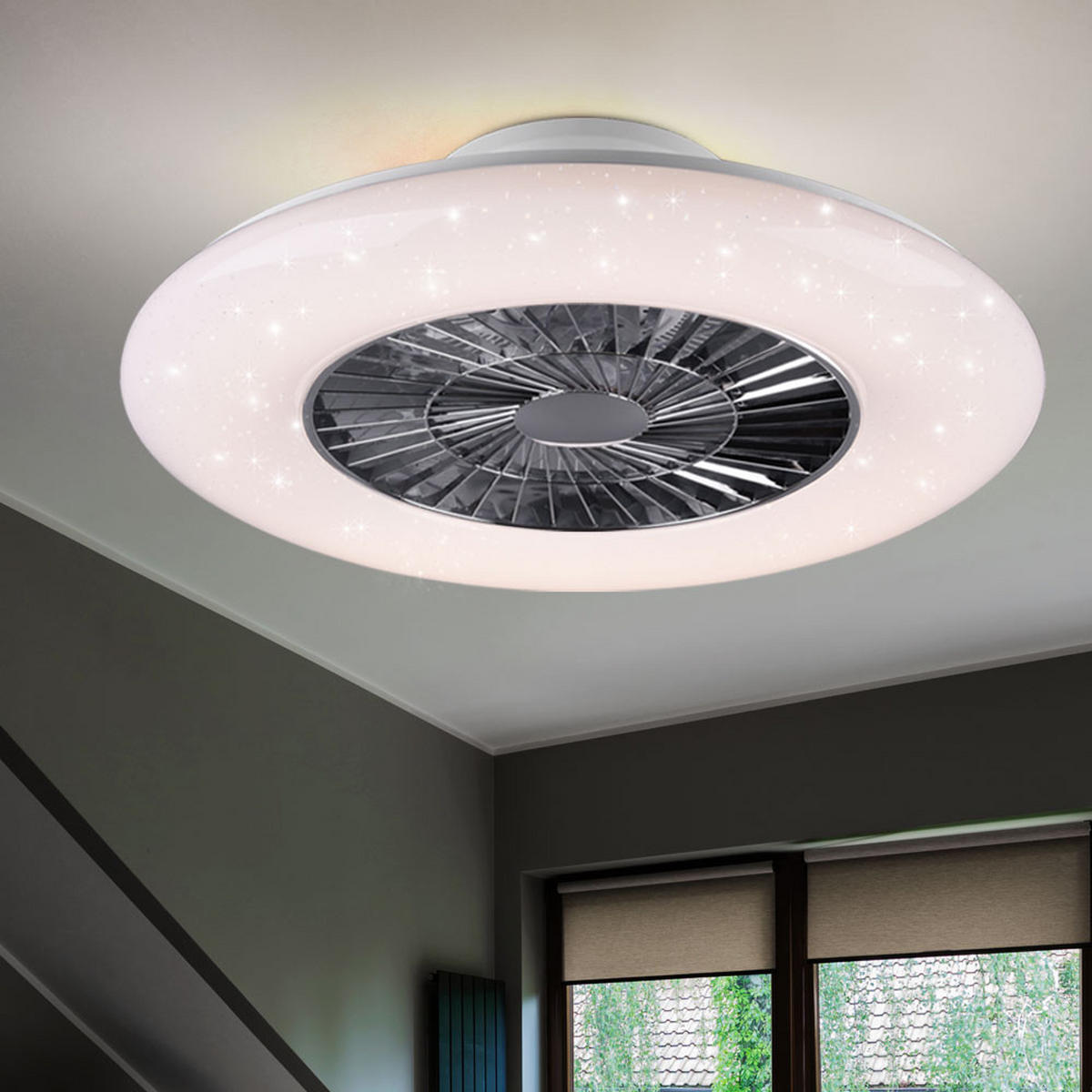 LED DECKENLEUCHTE Ventilator Weiß - Weiß, Metall (75/75/21cm)