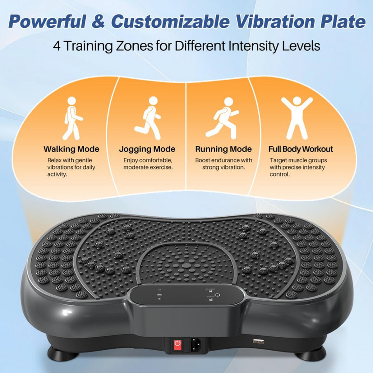 VIBRATIONSPLATTE für Zuhause – 99 Intensitätsstufen, Ganzkörpertraining, Muskelaufbau - Weiß, Kunststoff (43/19/59cm) - Kaket