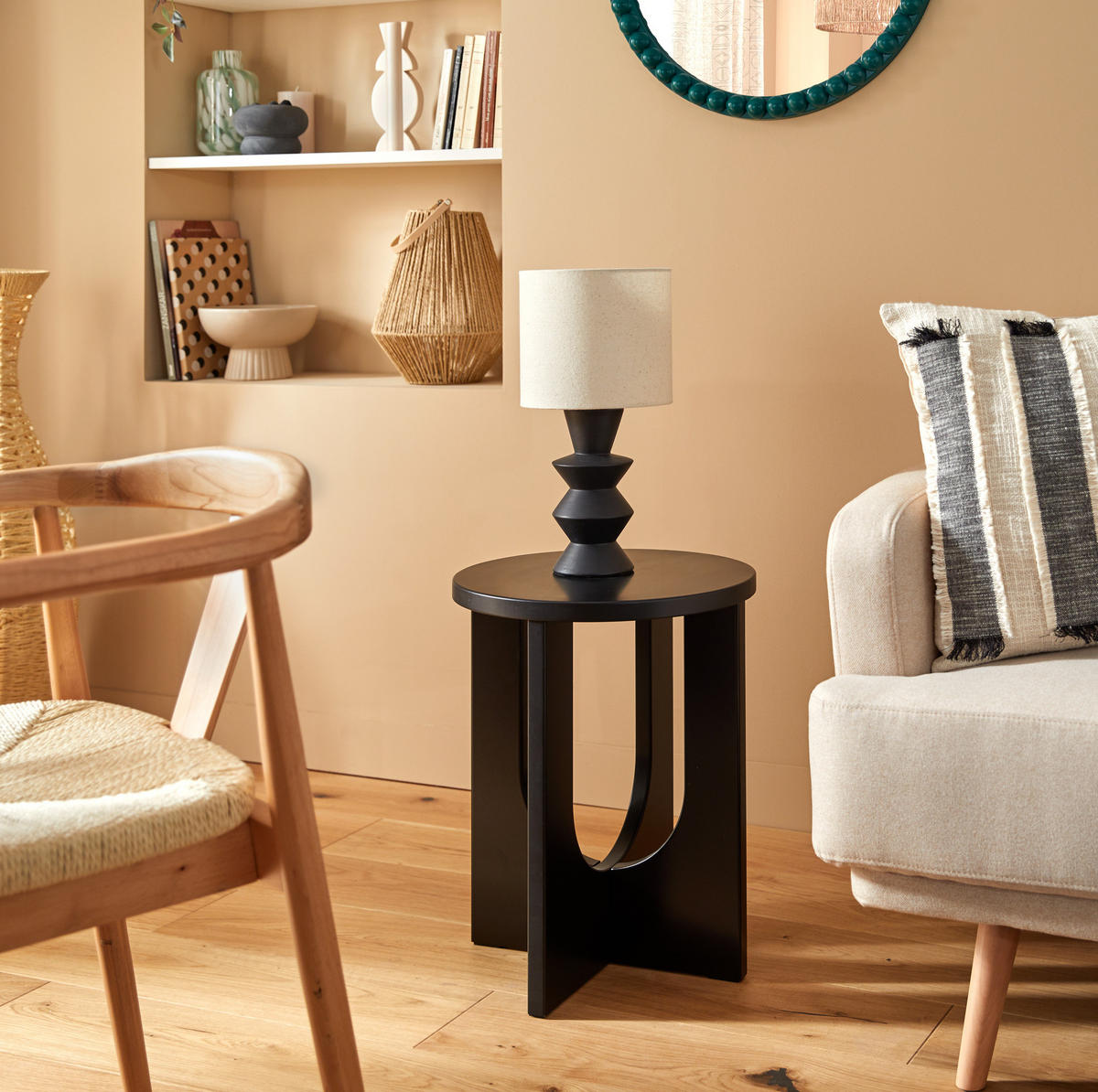 BEISTELLTISCH Bloom rund Schwarz 40/40/50,5 cm - Schwarz, Holzwerkstoff (40/40/50.5cm) - Atmosphera Createur d´interieur