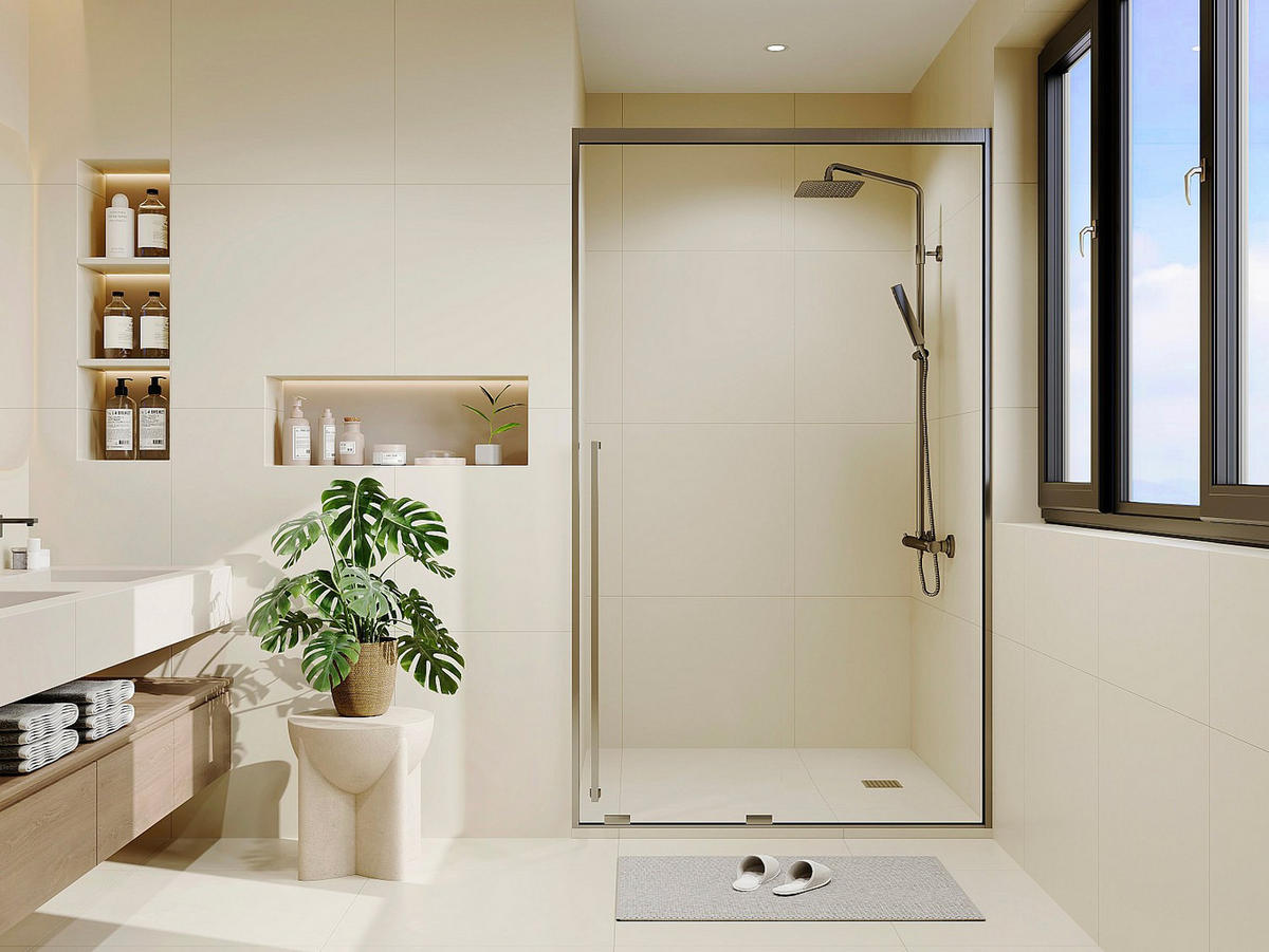 DUSCHSCHIEBETÜR - 120 x 200 cm - Gunmetal - COVINGTON - Grau, Glas (120/200cm) - Vente-Unique