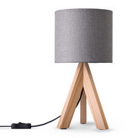 TISCHLAMPE Bajo Canvas - Beige/Grau, Holz (17/17/35cm) - Paco Home